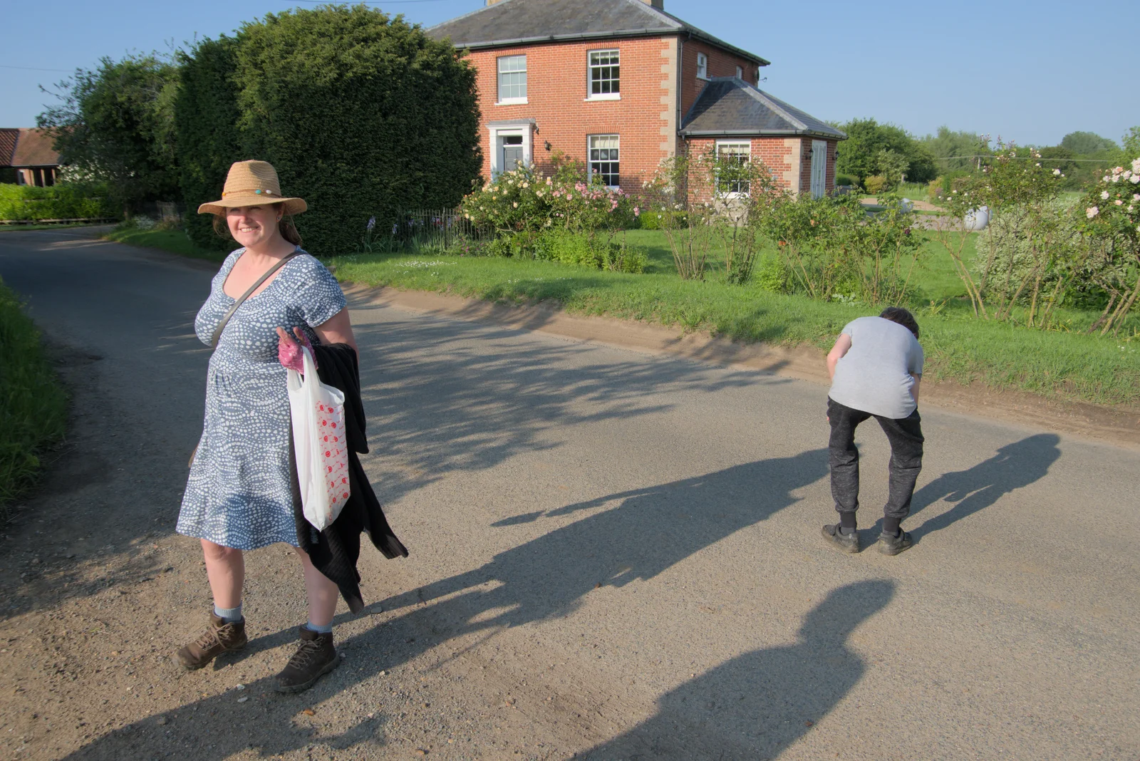 Isobel on the road outside Dairy Farm, from The Village Hall Plant Sale, and a New Dinghy, Weybread, Norfolk - 19th May 2024