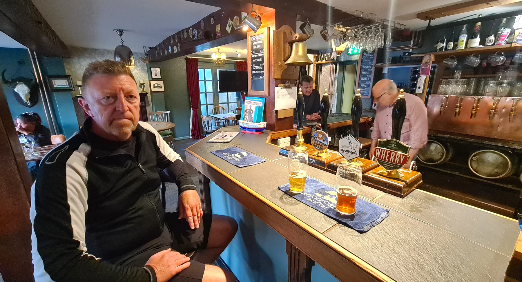 Gaz at the bar of the Greyhound in Botesdale, from A Trip to Beccles, and the BSCC at The Greyhound, Botesdale, Suffolk - 23rd May 2024