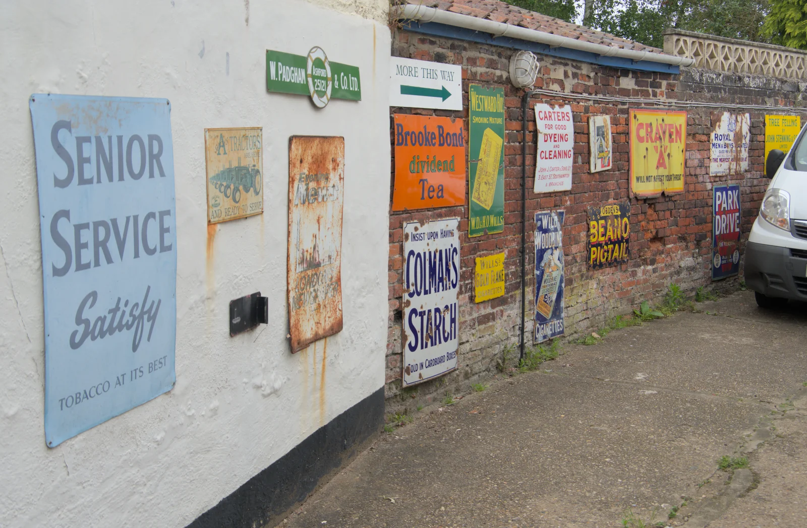 Old signs in a Beccles drive, from A Trip to Beccles, and the BSCC at The Greyhound, Botesdale, Suffolk - 23rd May 2024