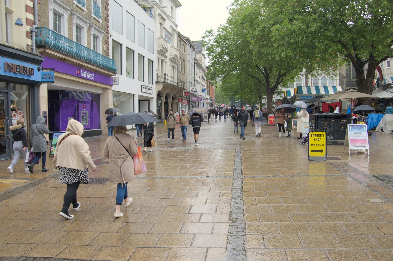 It's raining on Gentlman's Walk in Norwich, from Birthday Shopping in the Rain, Norwich - 25th May 2024