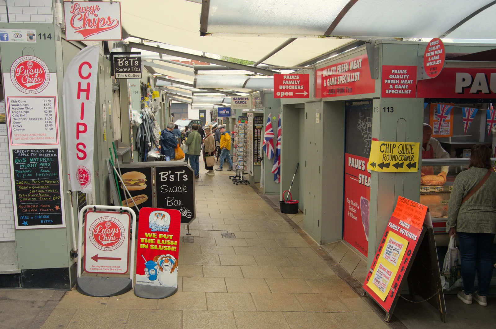 We're in the covered outdoor market again, from Birthday Shopping in the Rain, Norwich - 25th May 2024