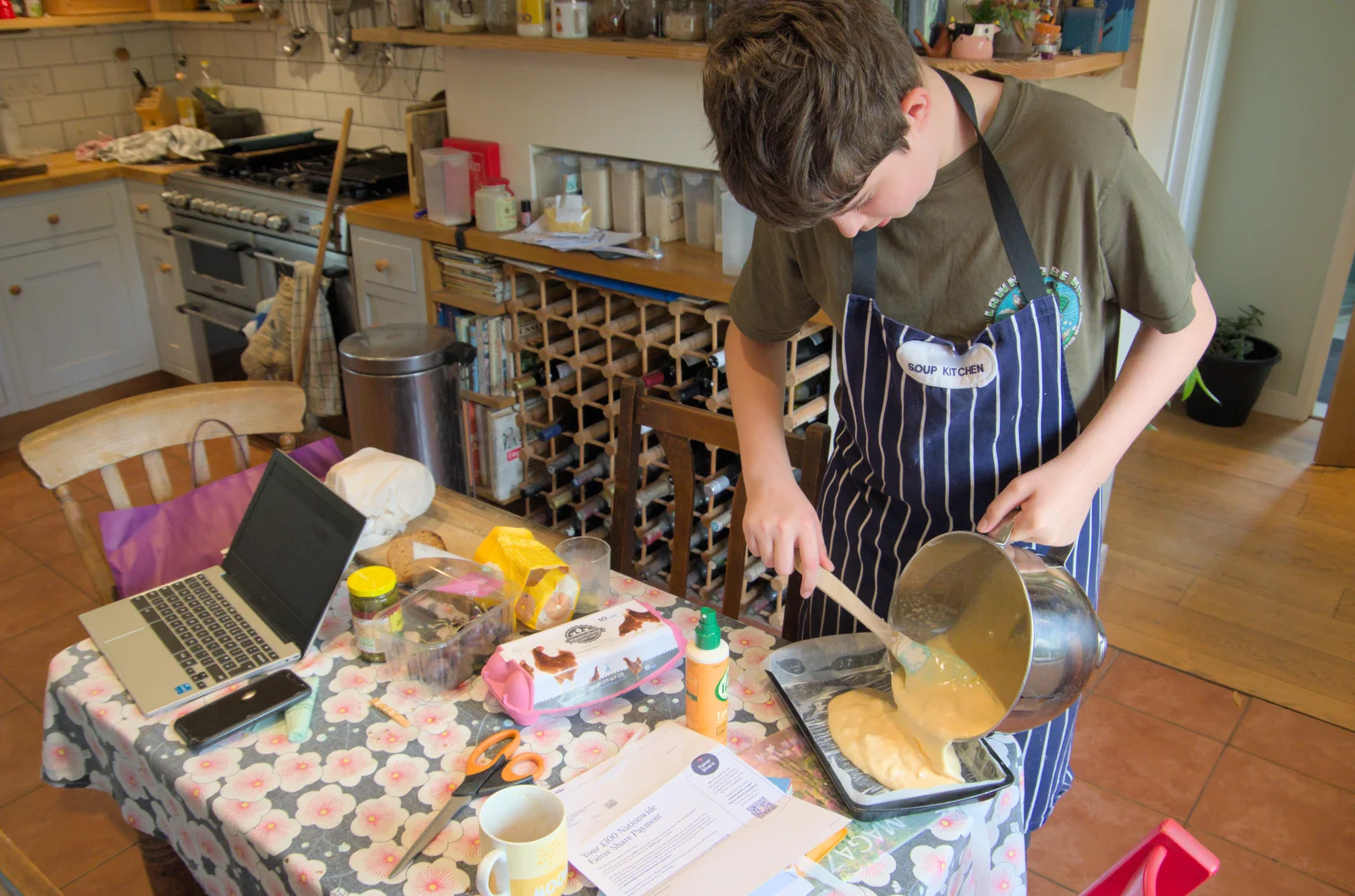 Fred has a go at making a birthday Swiss Roll, from Birthday Shopping in the Rain, Norwich - 25th May 2024