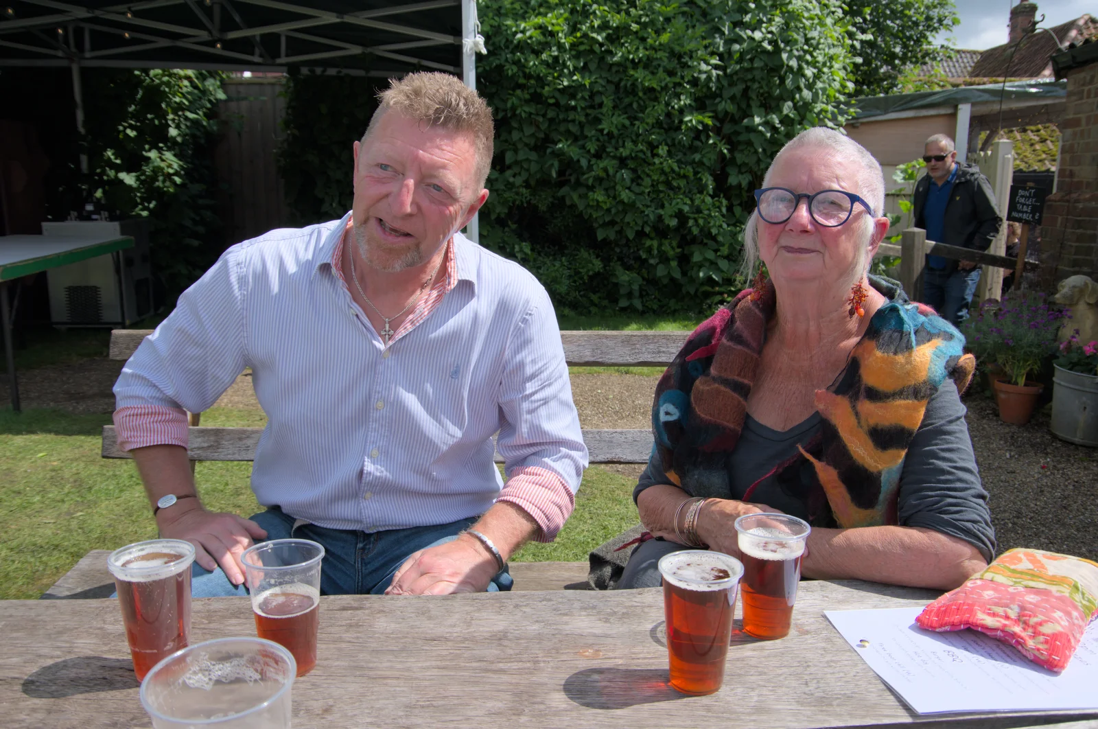 Gaz and Sandie at the beer festival, from LowFest at the Low House, Laxfield, Suffolk - 26th May 2024