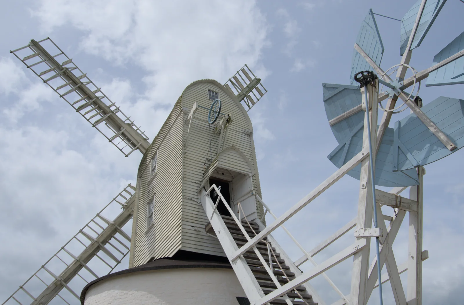 Saxtead's rare post mill and fantail, from Saxtead Mill, Framlingham Gala and Chips on the Beach, Aldeburgh - 27th May 2024