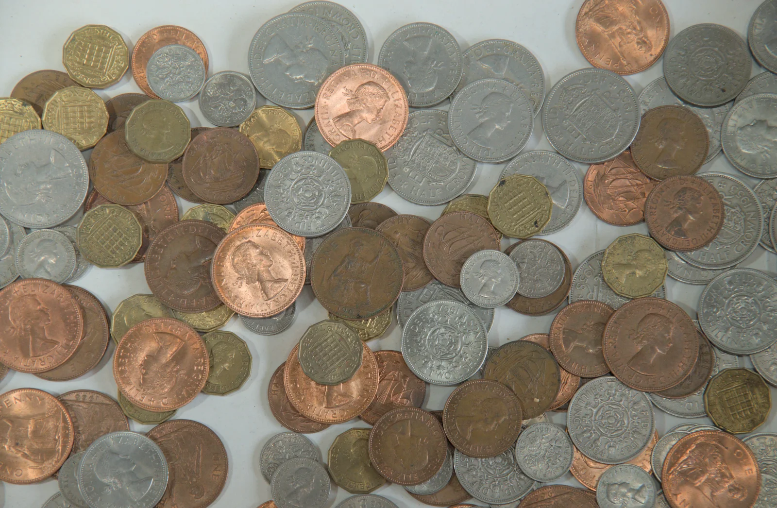 There's a good collection of pre-decimal coins, from Saxtead Mill, Framlingham Gala and Chips on the Beach, Aldeburgh - 27th May 2024