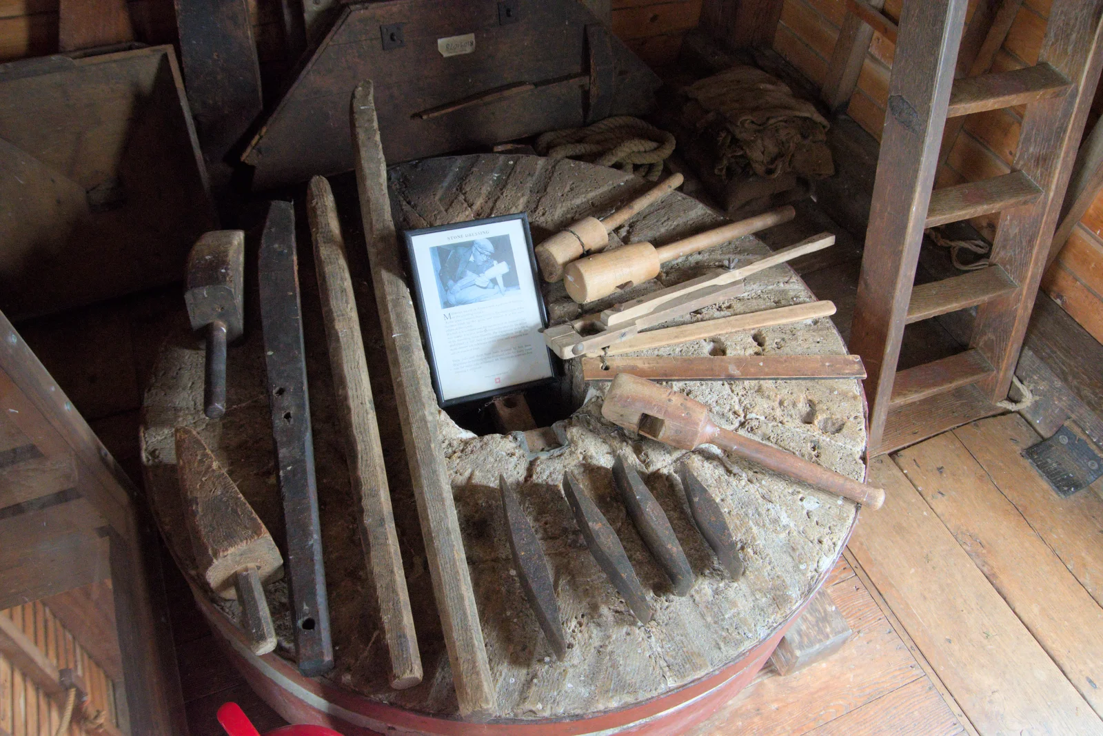 A mill stone and some stone-dressing tools, from Saxtead Mill, Framlingham Gala and Chips on the Beach, Aldeburgh - 27th May 2024