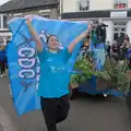 A dancer celebrates the 'Great British weather', Saxtead Mill, Framlingham Gala and Chips on the Beach, Aldeburgh - 27th May 2024