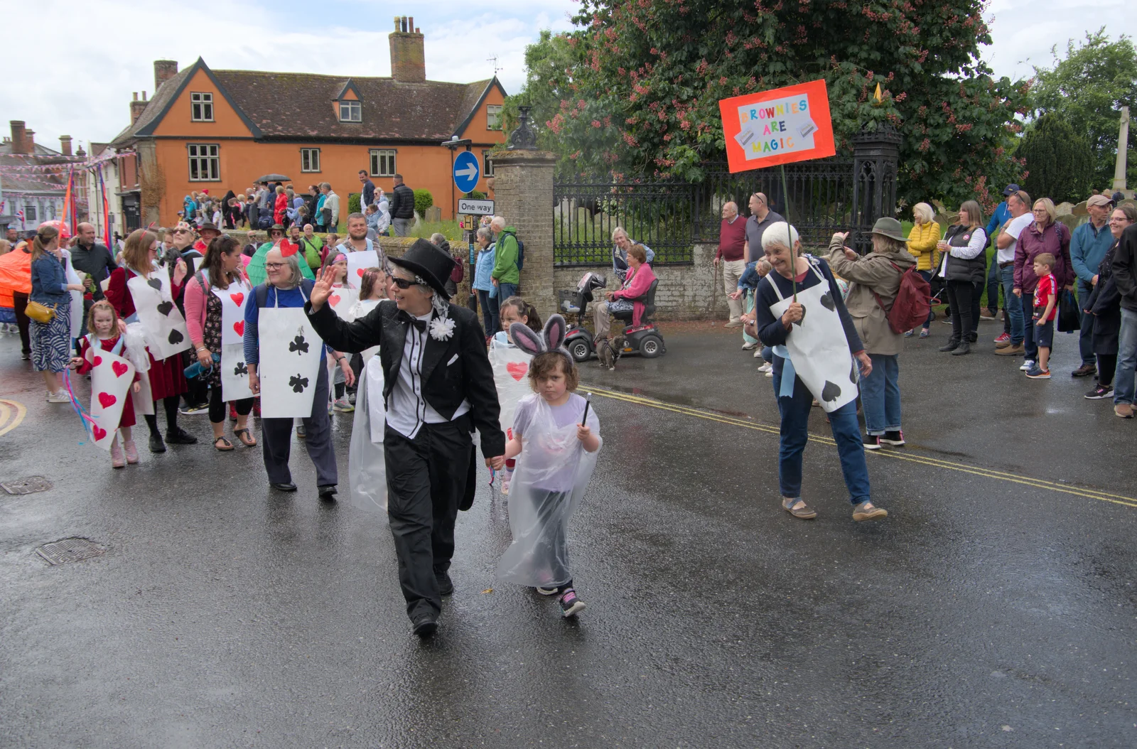 The parade has moved up to Church Street, from Saxtead Mill, Framlingham Gala and Chips on the Beach, Aldeburgh - 27th May 2024