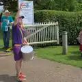 The samba leader pauses the band, Saxtead Mill, Framlingham Gala and Chips on the Beach, Aldeburgh - 27th May 2024