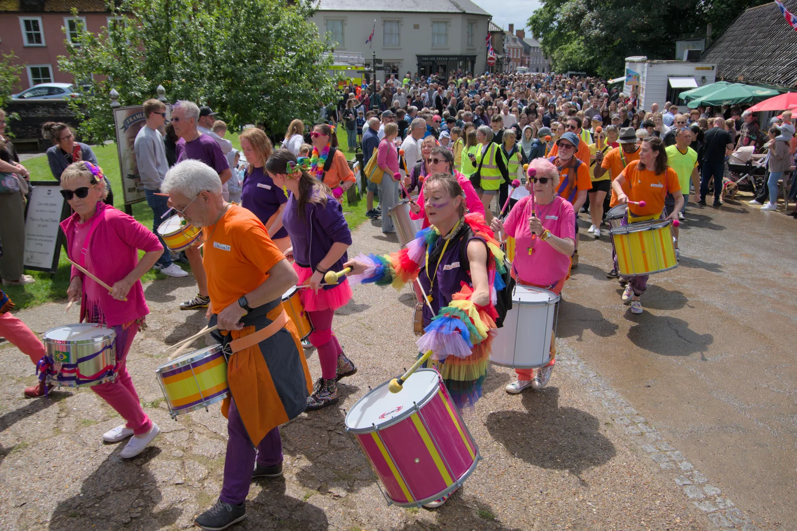 The band marches on, from Saxtead Mill, Framlingham Gala and Chips on the Beach, Aldeburgh - 27th May 2024