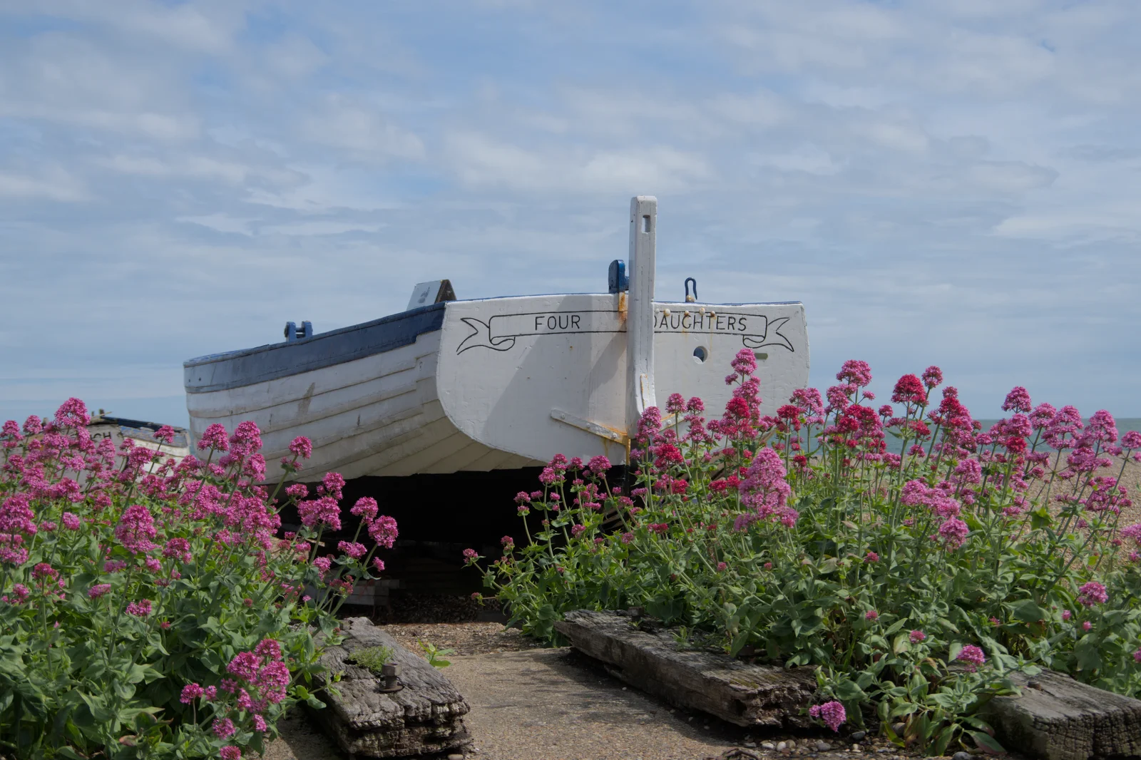 Four Daughters - one of the last wooden beach boats, from Saxtead Mill, Framlingham Gala and Chips on the Beach, Aldeburgh - 27th May 2024