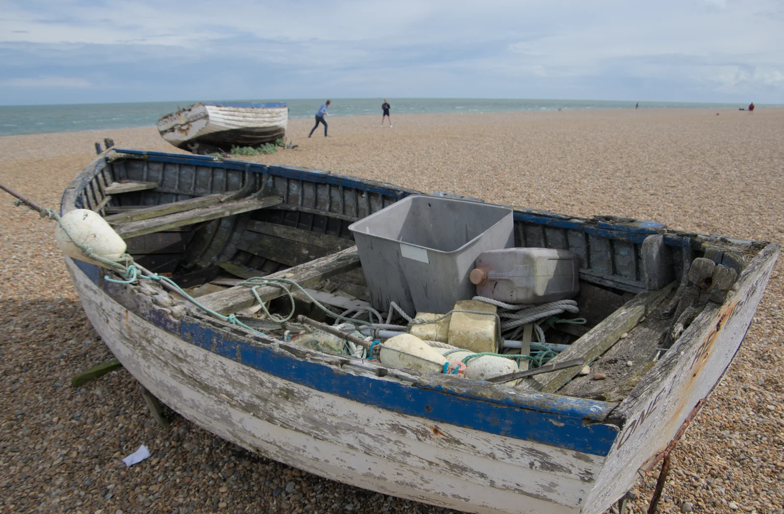 Another wrecked finshing boat on the beach, from Saxtead Mill, Framlingham Gala and Chips on the Beach, Aldeburgh - 27th May 2024