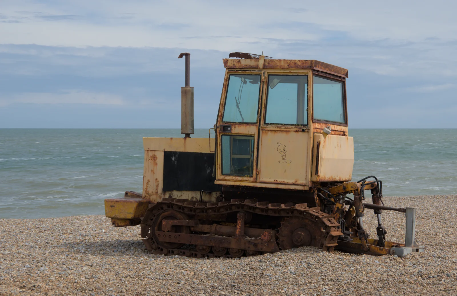 A derelict tracked tractor on the shingle, from Saxtead Mill, Framlingham Gala and Chips on the Beach, Aldeburgh - 27th May 2024