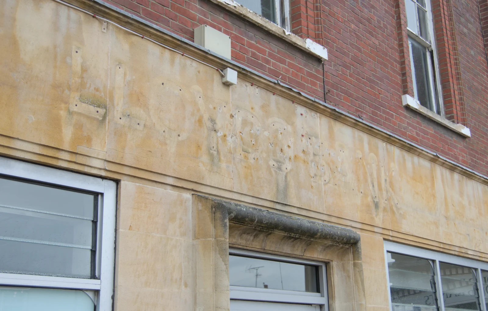 Faint vestiges of the Lloyds Bank sign, from The Sutton Hoo Ship Reconstruction, The Longshed, Woodbridge - 29th May 2024