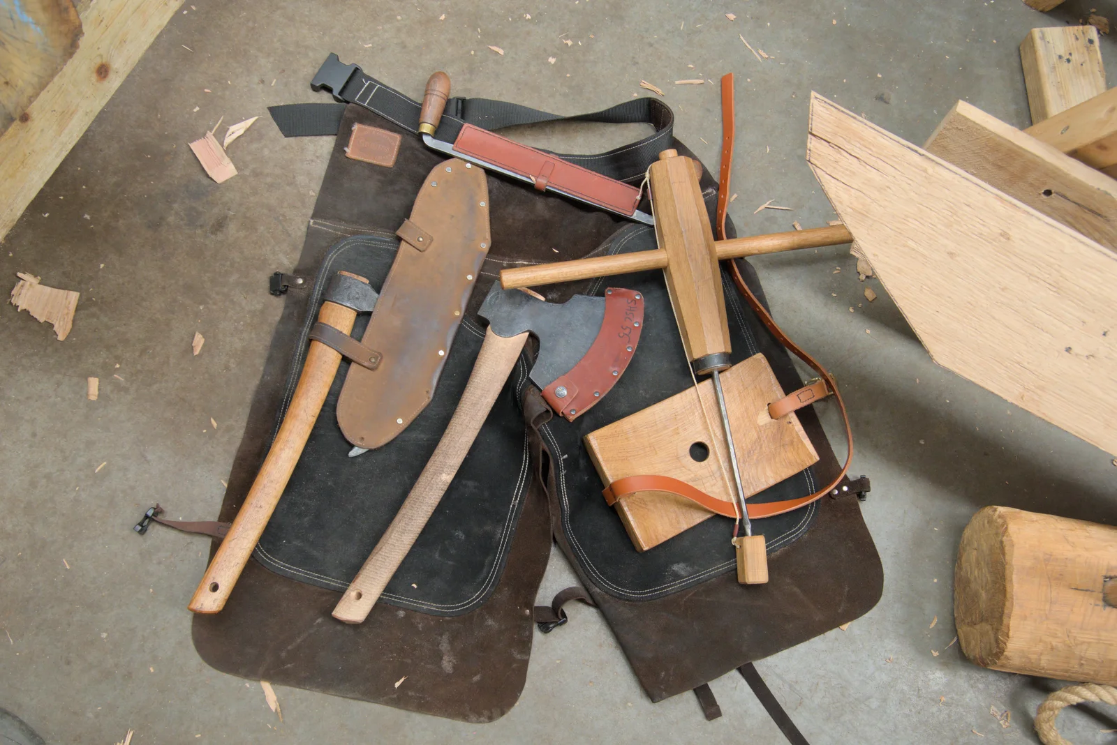 Woodworking tools on the floor, from The Sutton Hoo Ship Reconstruction, The Longshed, Woodbridge - 29th May 2024