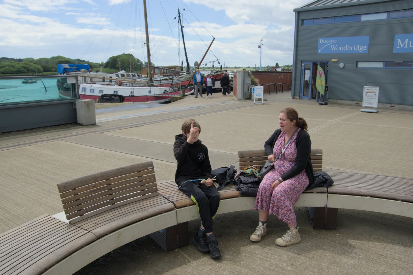 Harry holds his finger up, from The Sutton Hoo Ship Reconstruction, The Longshed, Woodbridge - 29th May 2024