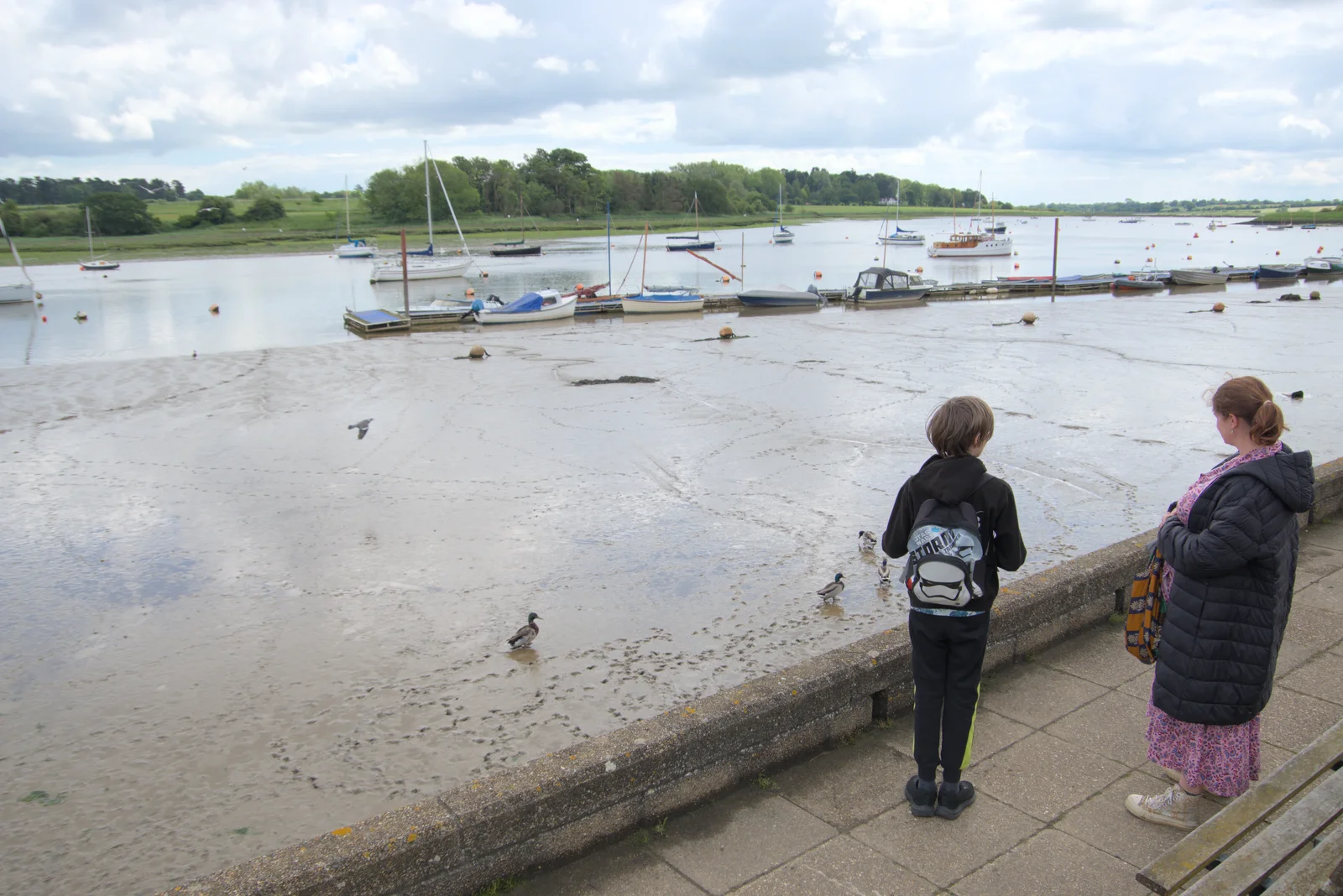 Isobel and Harry look at the ducks and river, from The Sutton Hoo Ship Reconstruction, The Longshed, Woodbridge - 29th May 2024