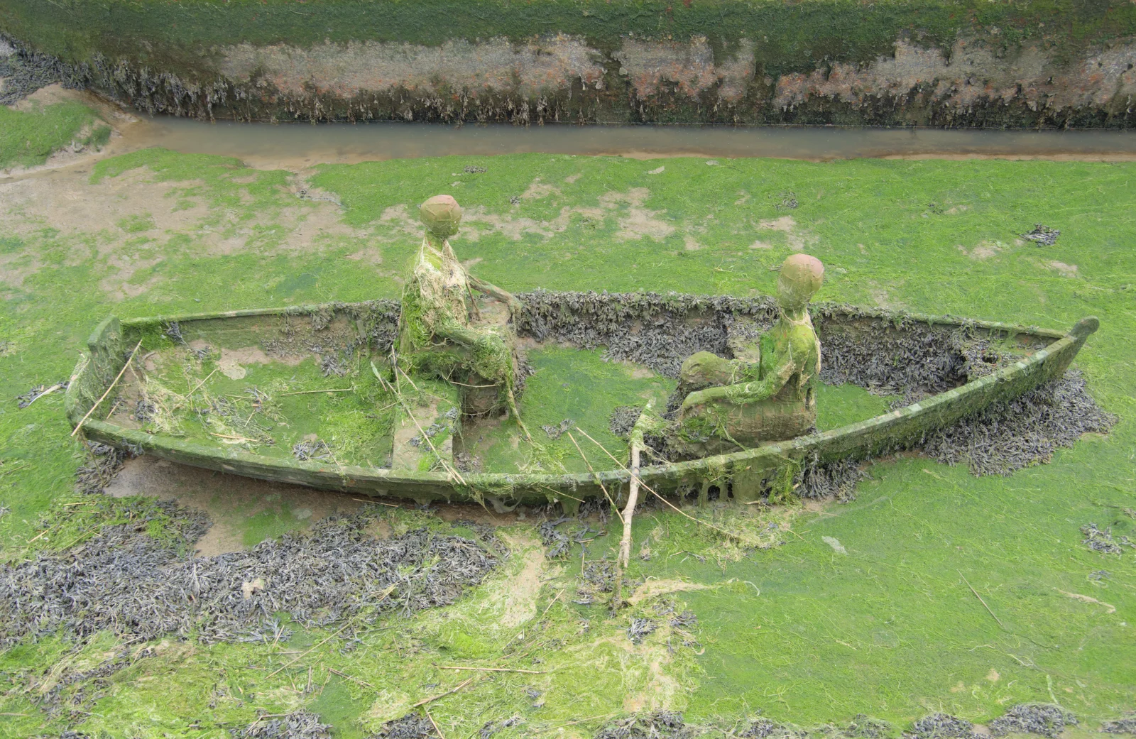 A scultpure of the Sisters of Woodbridge Boat Yard, from The Sutton Hoo Ship Reconstruction, The Longshed, Woodbridge - 29th May 2024