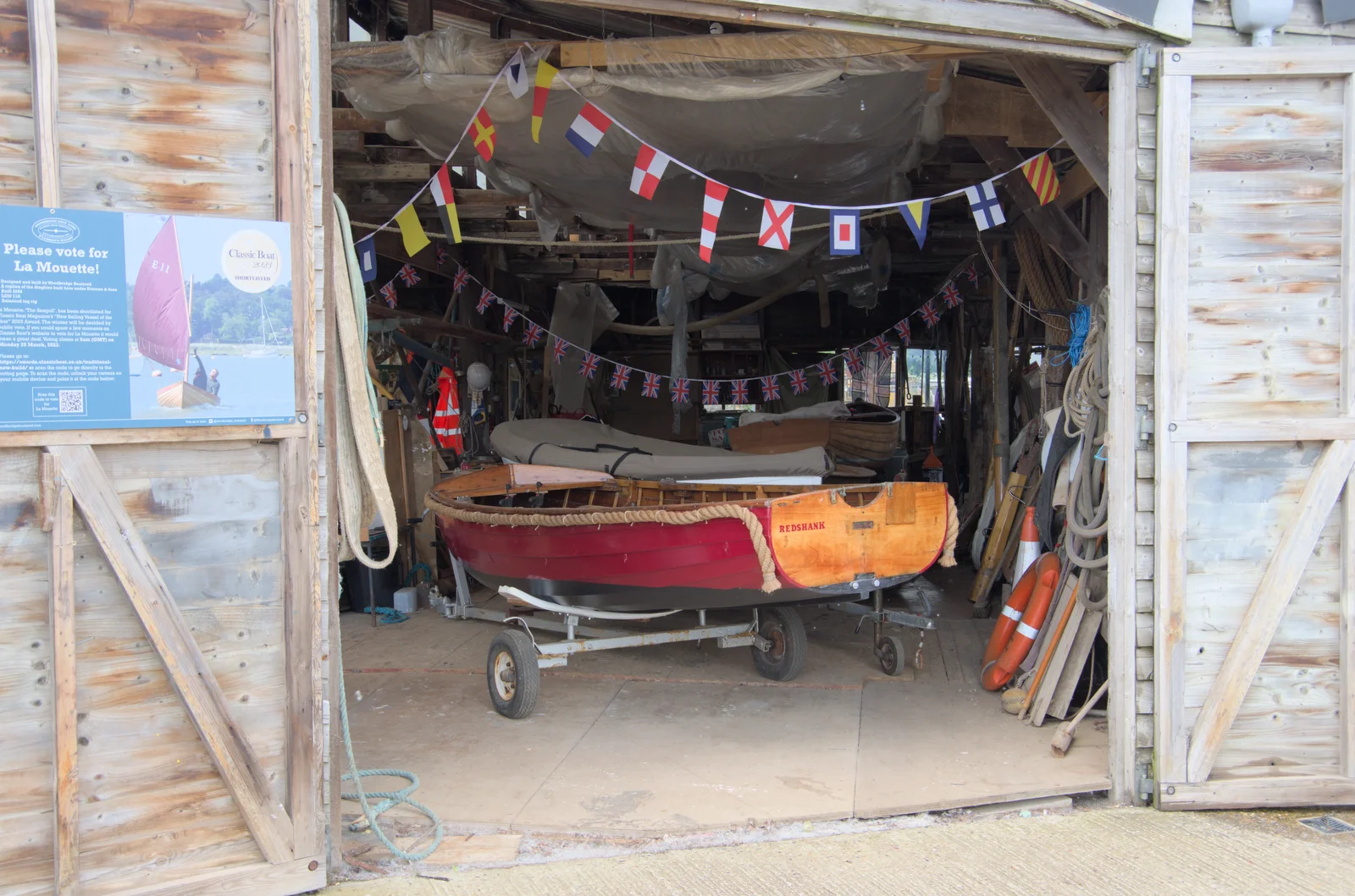 A nice old wooden boat is restored, from The Sutton Hoo Ship Reconstruction, The Longshed, Woodbridge - 29th May 2024