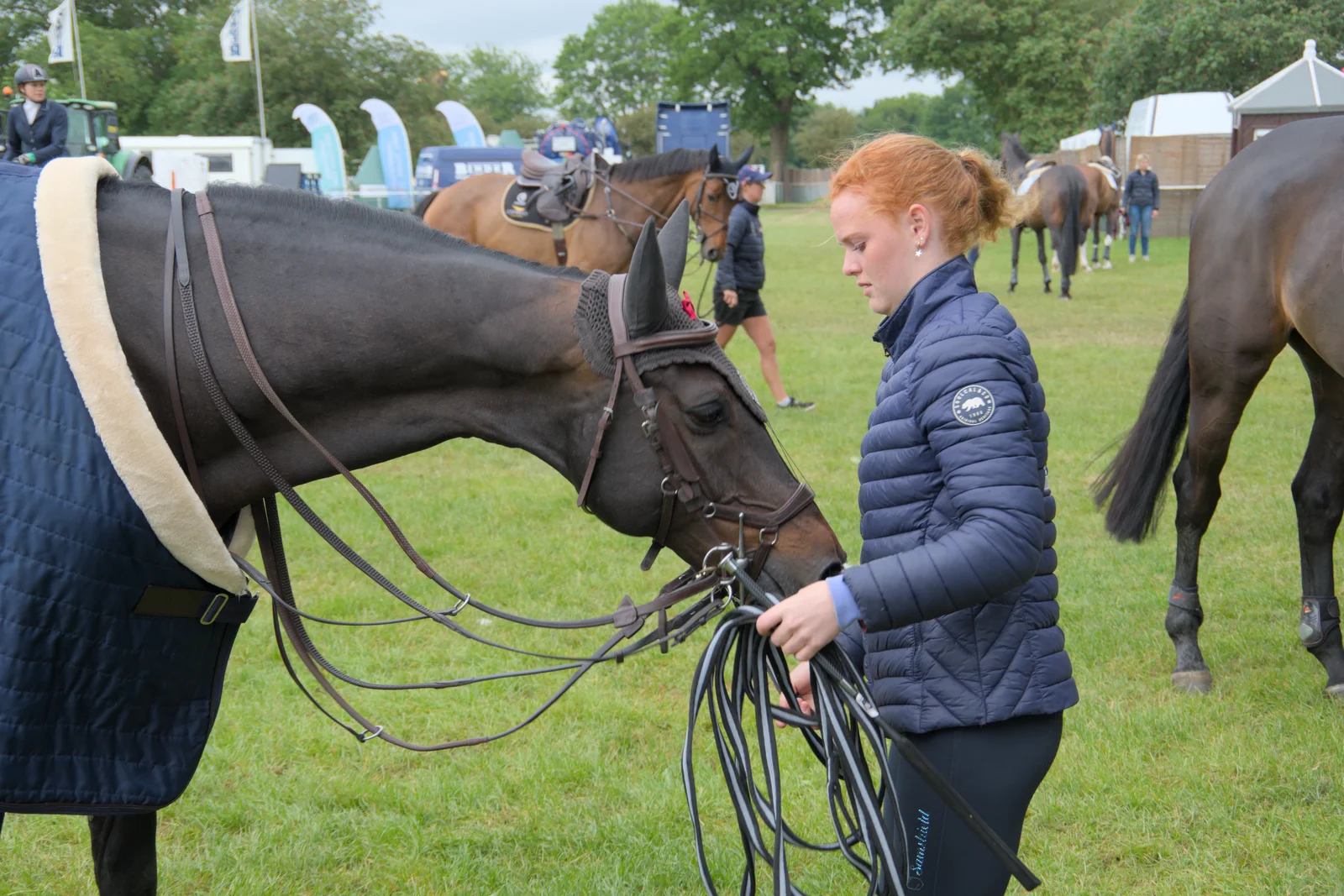 A horse gets a nuzzle in, from Fred and the SYWO at the Suffolk Show, Trinity Park, Ipswich - 30th May 2024