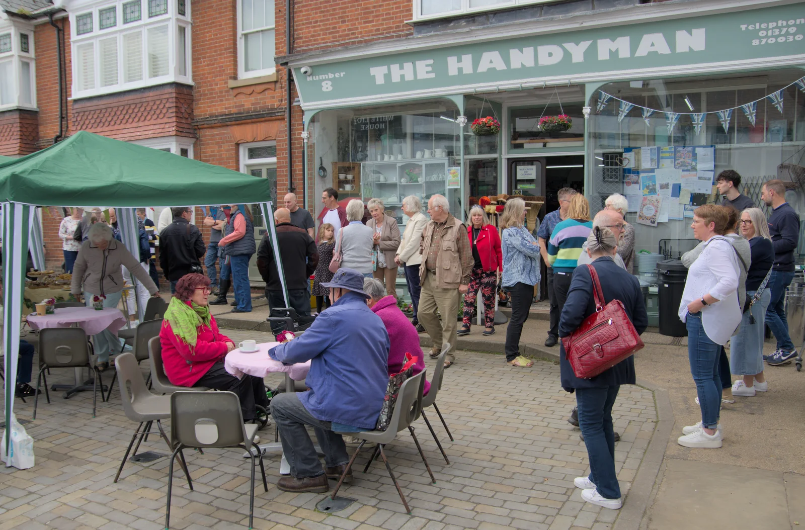 Milling throngs outside the Handyman, from Ollie's 70th Birthday, The Handyman, Eye, Suffolk - 1st June 2024