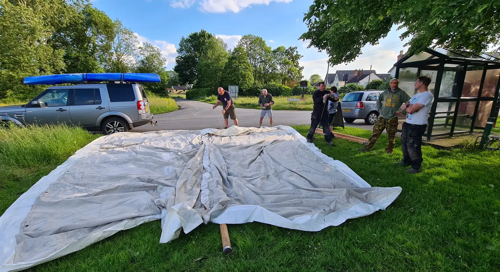 The marquee is laid out on Mellis Common, from Sailing at the Lake, and the GSB at Mellis, Suffolk - 6th June 2024