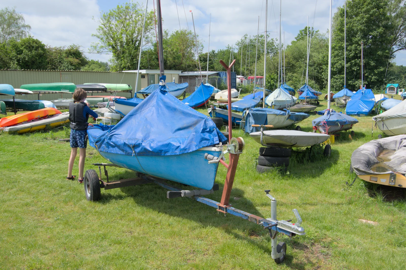 The new dinghy is hauled out from its spot, from Sailing at the Lake, and the GSB at Mellis, Suffolk - 6th June 2024