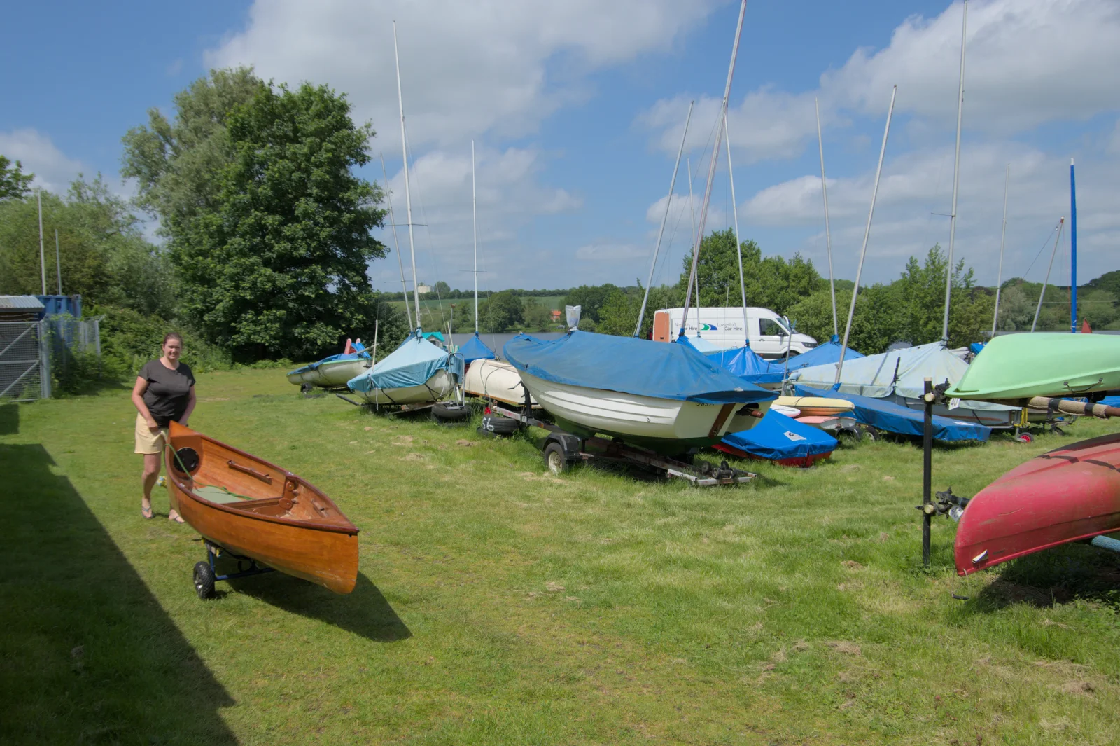 Isobel gets her canoe out of the shed, from Sailing at the Lake, and the GSB at Mellis, Suffolk - 6th June 2024