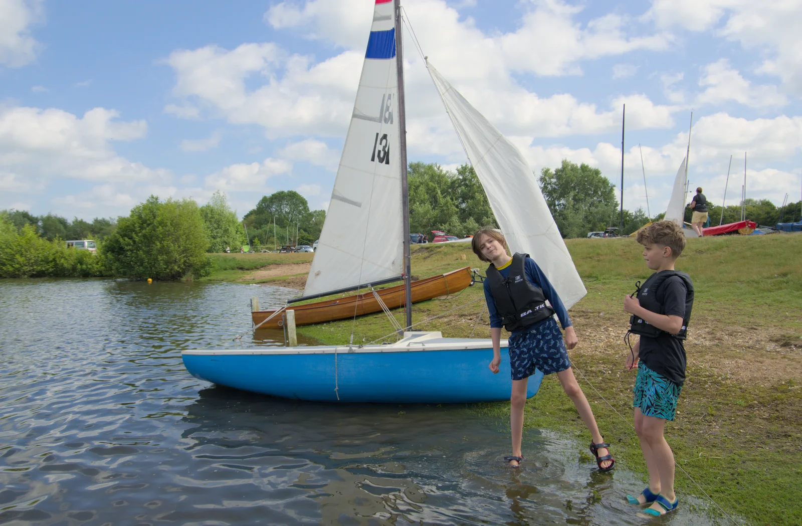 The dinghy's on the beach after a sailing session, from Sailing at the Lake, and the GSB at Mellis, Suffolk - 6th June 2024