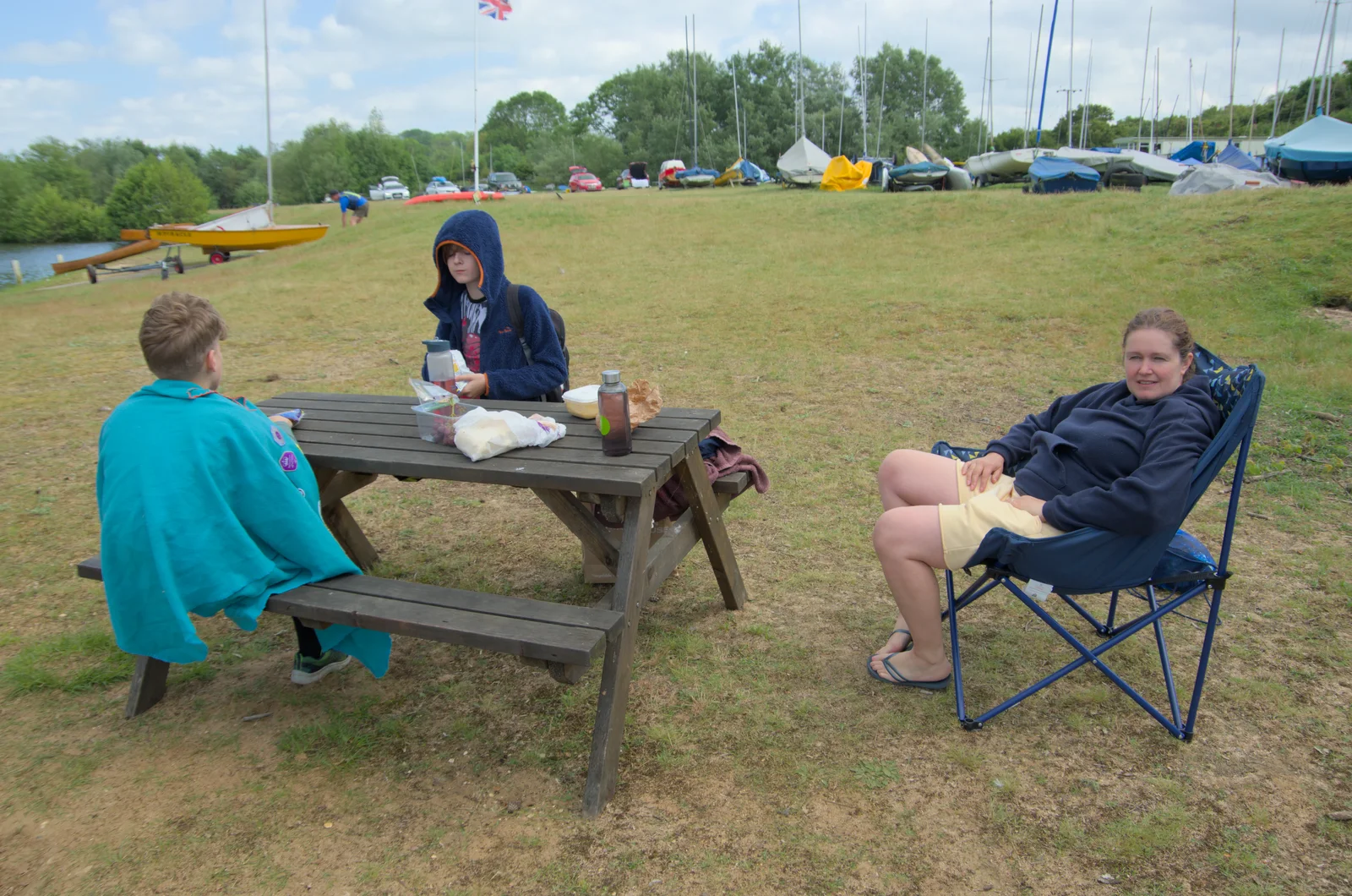 We sit around eating a snack, from Sailing at the Lake, and the GSB at Mellis, Suffolk - 6th June 2024