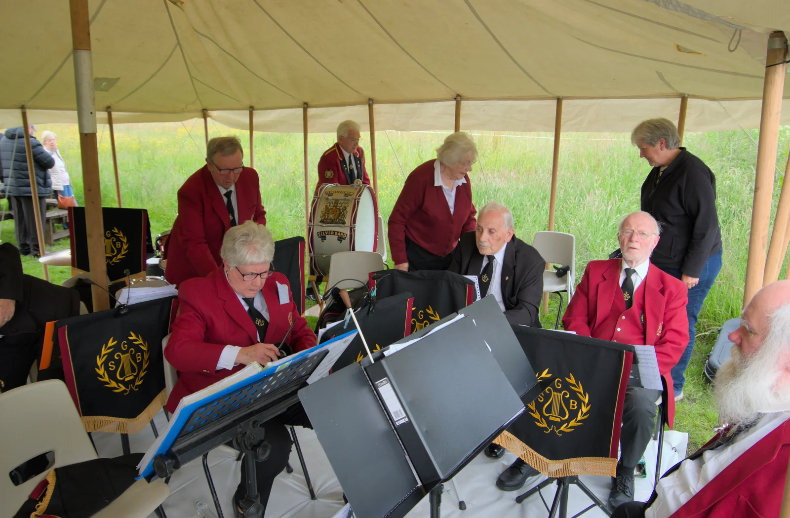 The band in the marquee, from Sailing at the Lake, and the GSB at Mellis, Suffolk - 6th June 2024