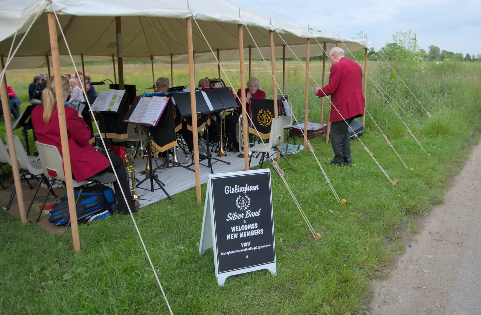 The band's sign , from Sailing at the Lake, and the GSB at Mellis, Suffolk - 6th June 2024