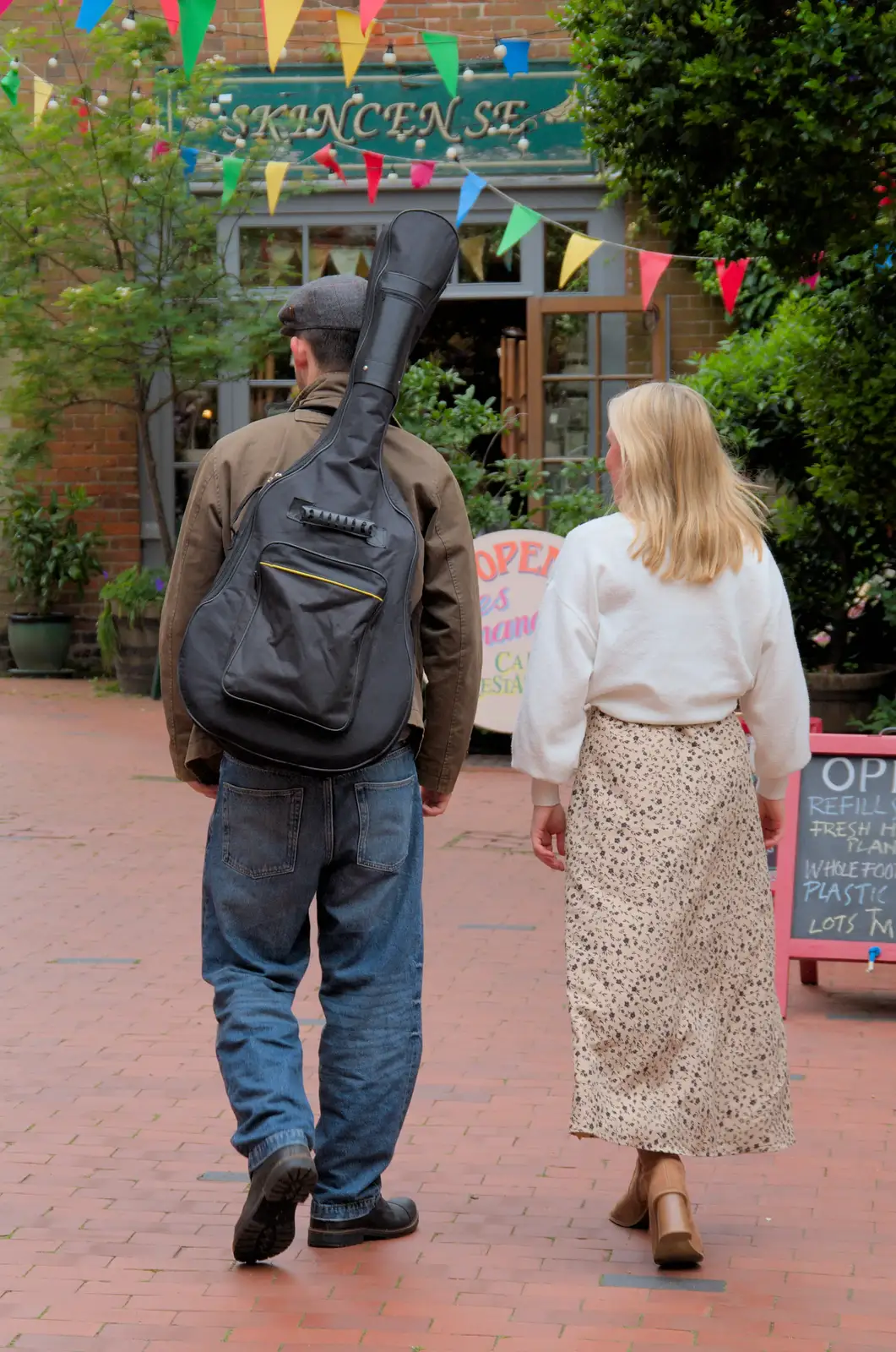 Lewis and Holly wander off up to Skincense, from A "Once" Photoshoot, Diss, Norfolk - 8th June 2024