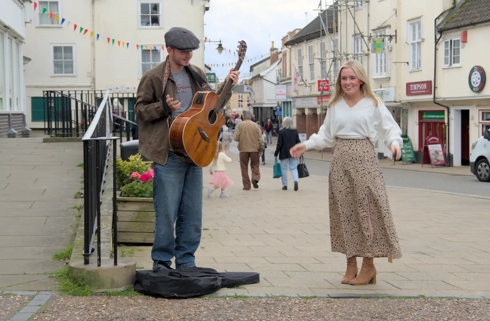 Messing around on the market place, from A "Once" Photoshoot, Diss, Norfolk - 8th June 2024