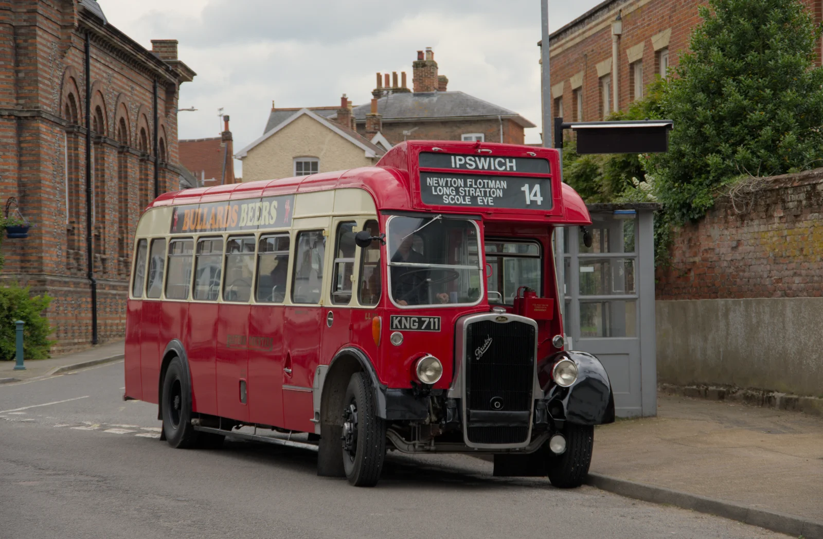 There's a vintage coach by the bus stop, from Open Gardens, Eye, Suffolk - 9th June 2024