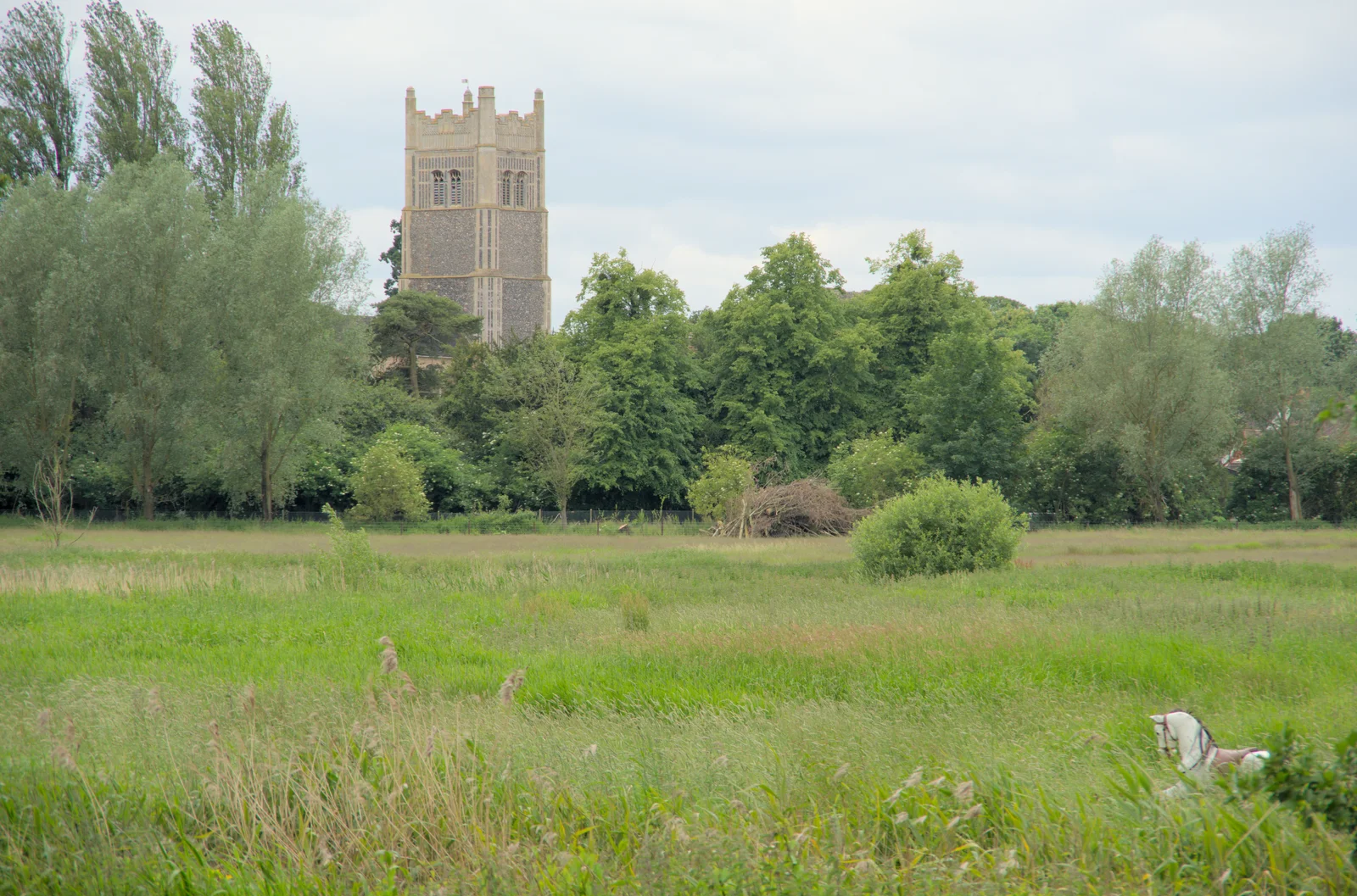 The view of the church from Abbey Hall, from Open Gardens, Eye, Suffolk - 9th June 2024