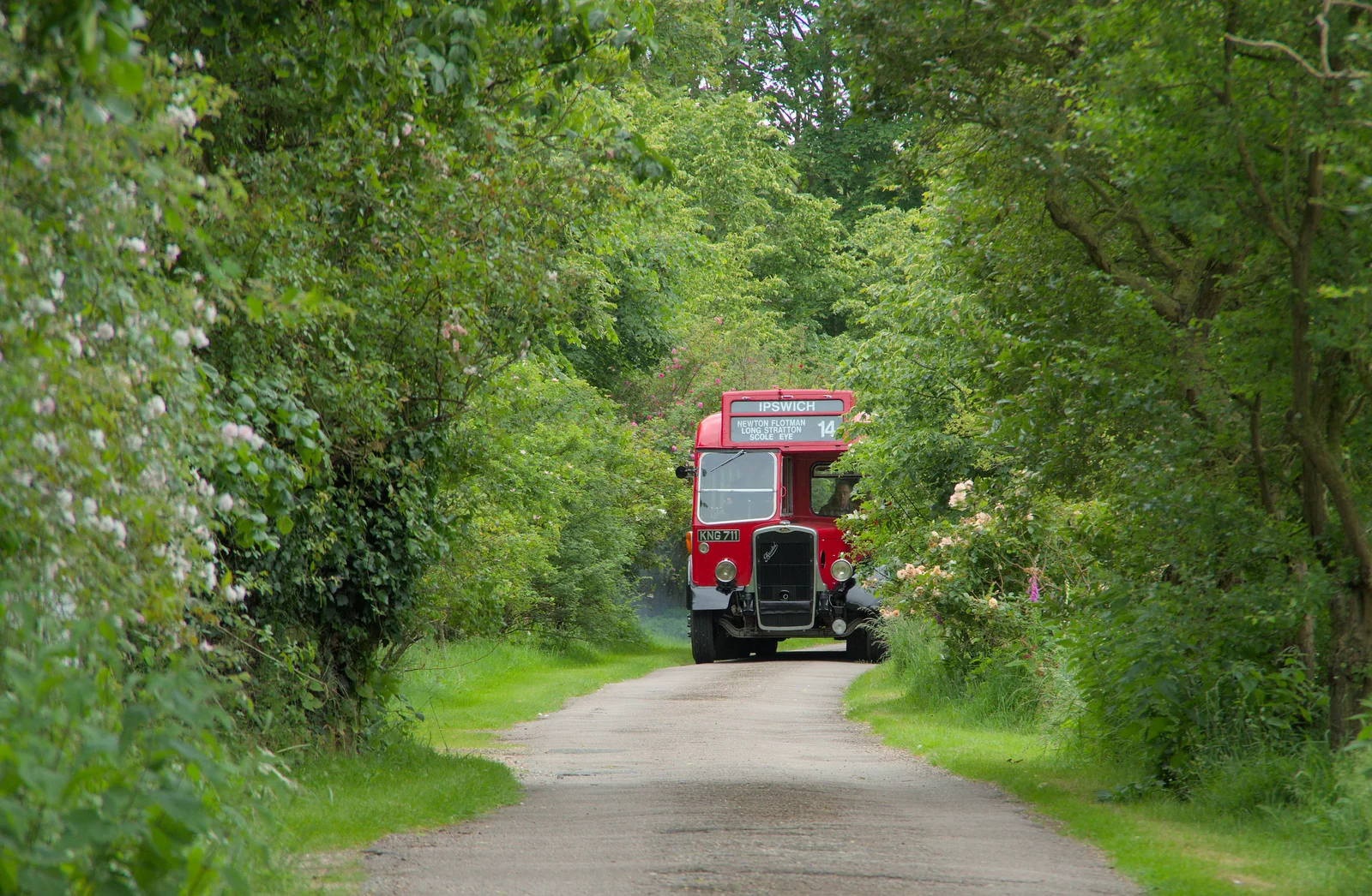 The vintage coach creeps up the drive , from Open Gardens, Eye, Suffolk - 9th June 2024