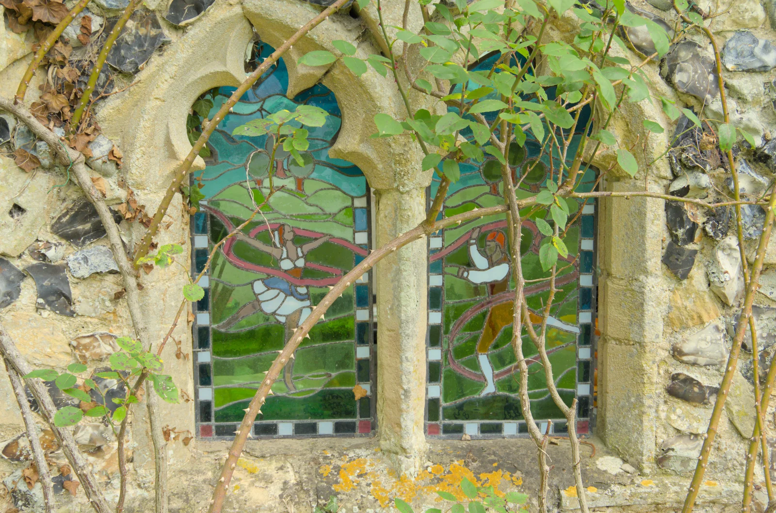 Ballet dancers in stained glass, from Open Gardens, Eye, Suffolk - 9th June 2024