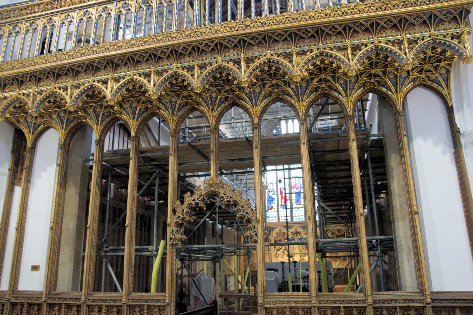 More scaffolding behind the fancy rood screen, from Open Gardens, Eye, Suffolk - 9th June 2024