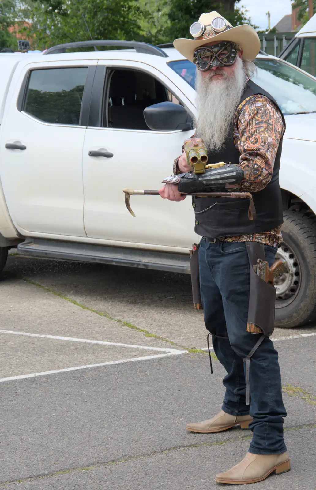 Some sort of Mad Max ZZ-Top dude, from The Carnival Procession, Diss, Norfolk - 16th June 2024