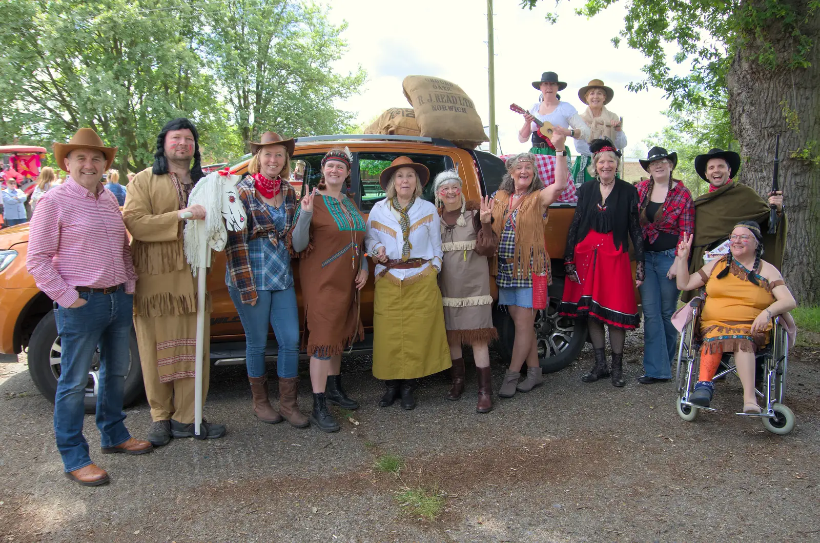 The Palgrave Players get ready for the procession, from The Carnival Procession, Diss, Norfolk - 16th June 2024