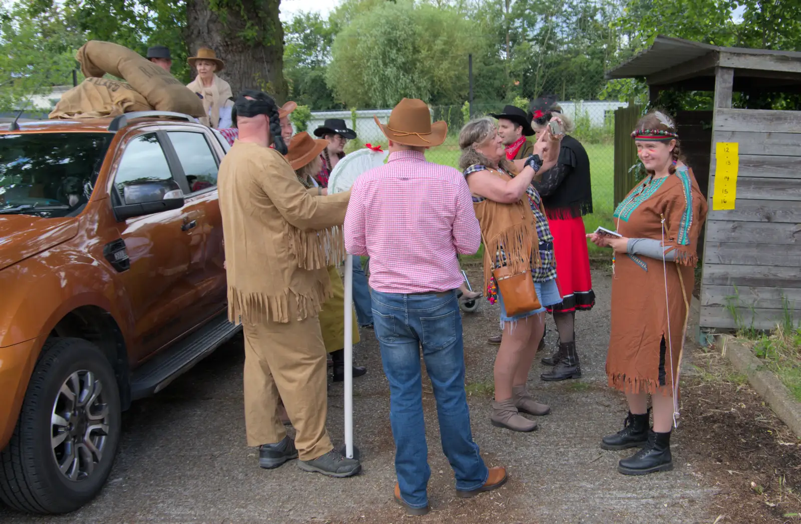 Isobel looks over, from The Carnival Procession, Diss, Norfolk - 16th June 2024