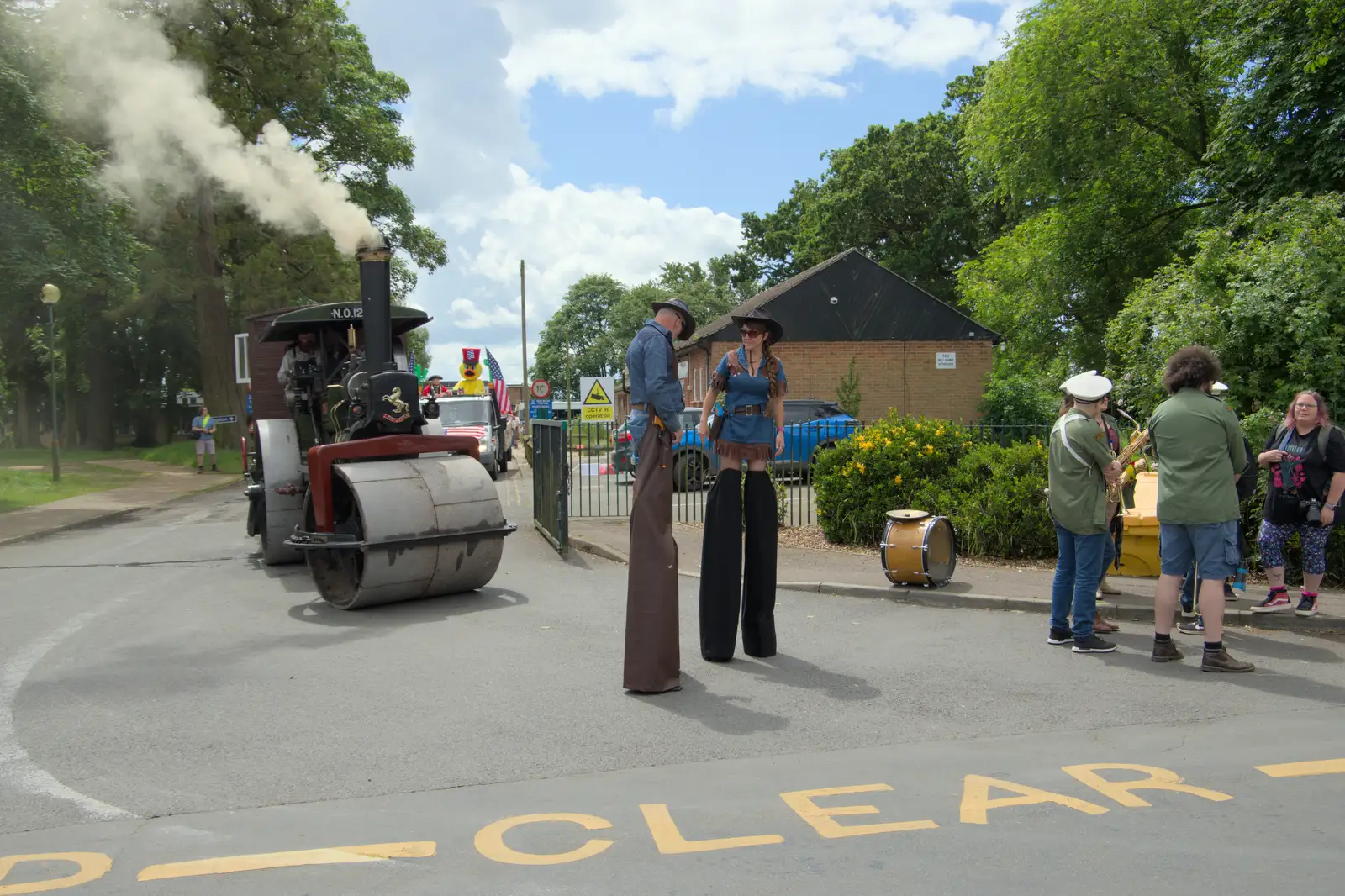 The steam roller has got its smoke on, from The Carnival Procession, Diss, Norfolk - 16th June 2024