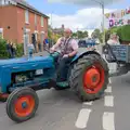 A Fordson Major turns out onto Shelfanger Road, The Carnival Procession, Diss, Norfolk - 16th June 2024