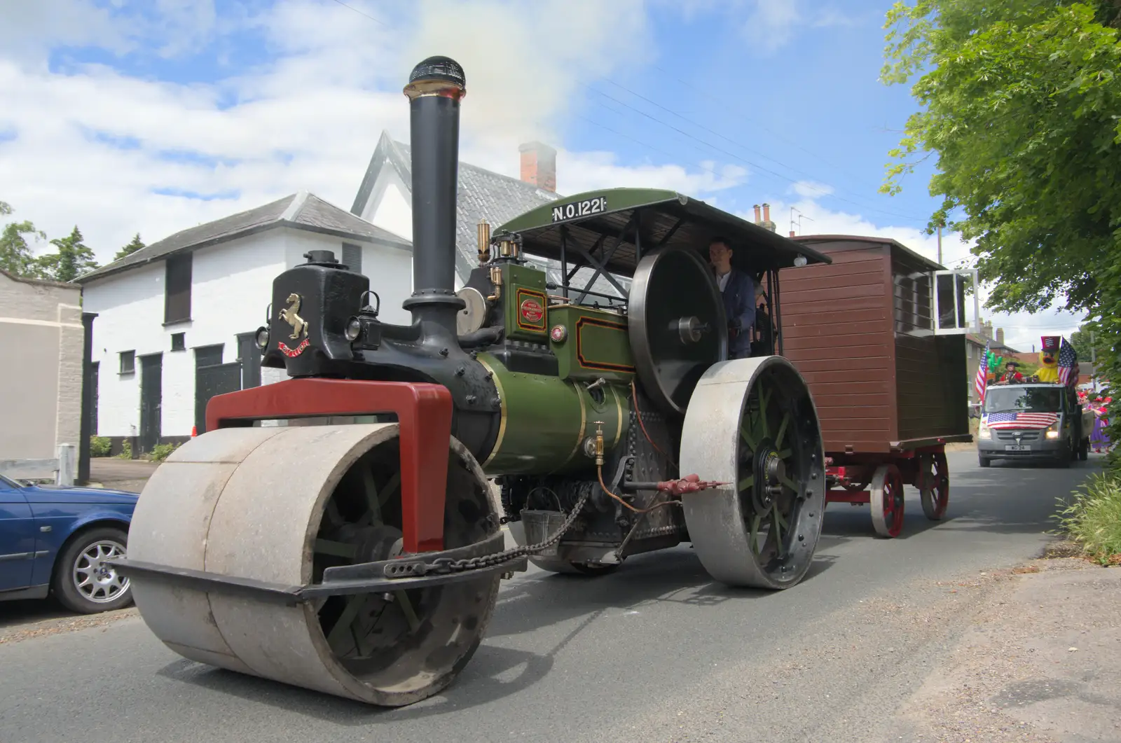 The giant steam roller rumbles past, from The Carnival Procession, Diss, Norfolk - 16th June 2024