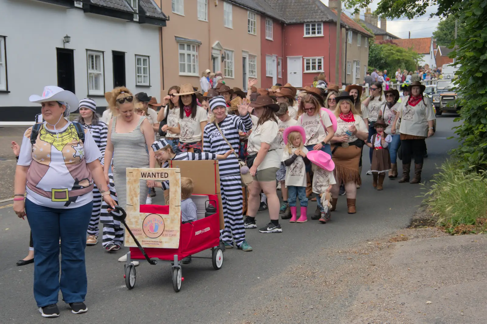 Some stripey prisoners on Mount Street, from The Carnival Procession, Diss, Norfolk - 16th June 2024