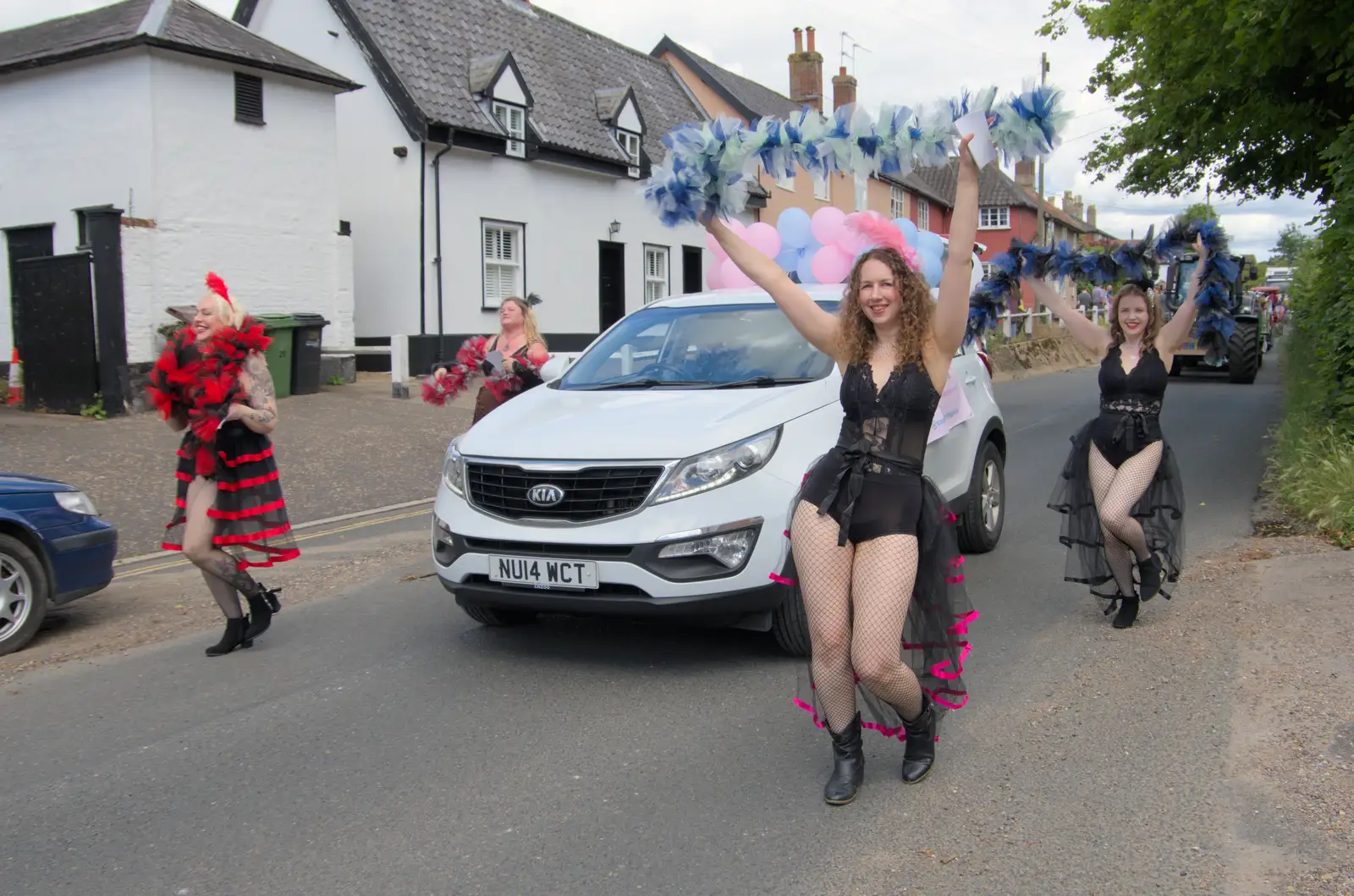 A burlesque dancing group on parade, from The Carnival Procession, Diss, Norfolk - 16th June 2024