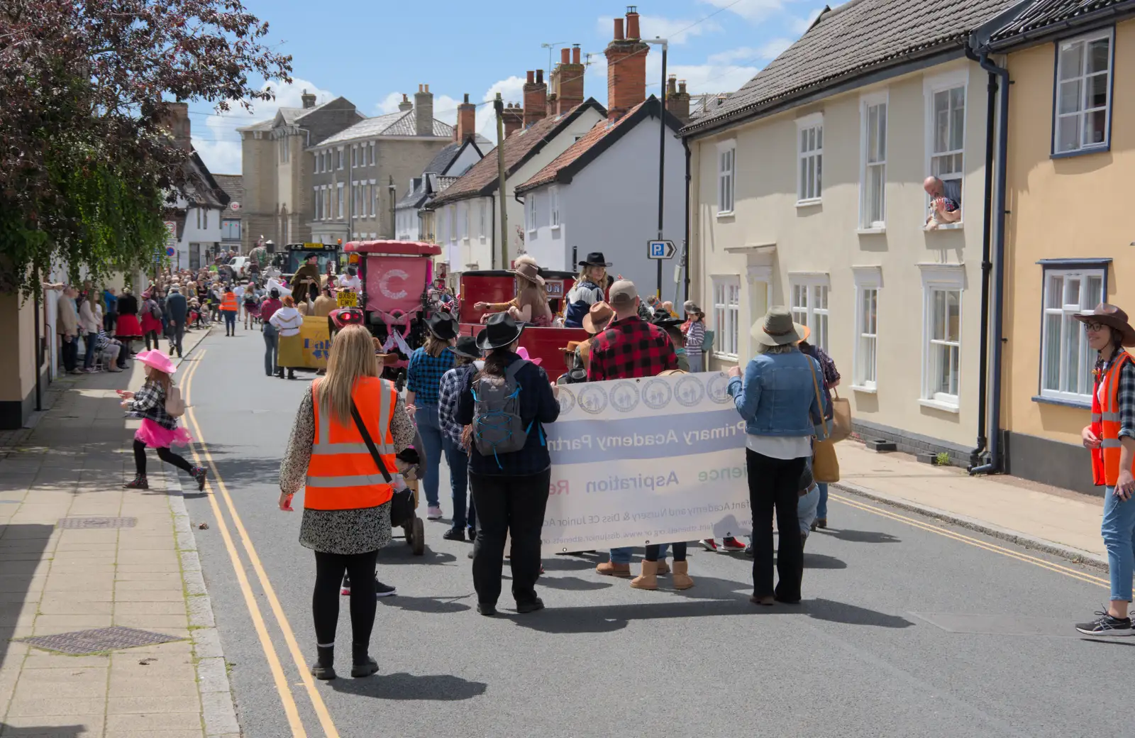 The parade on Mount Street, from The Carnival Procession, Diss, Norfolk - 16th June 2024