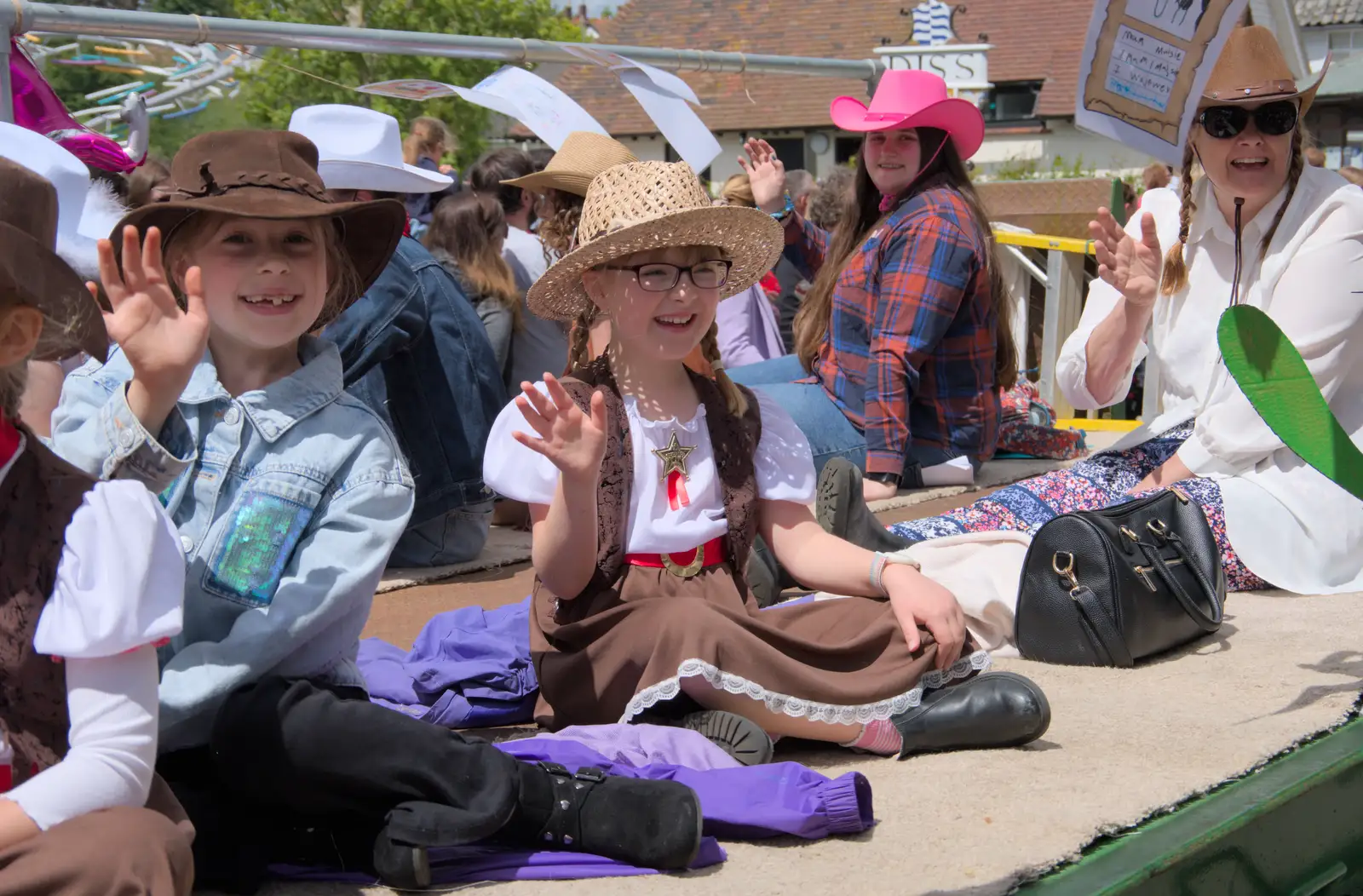 More waving, from The Carnival Procession, Diss, Norfolk - 16th June 2024