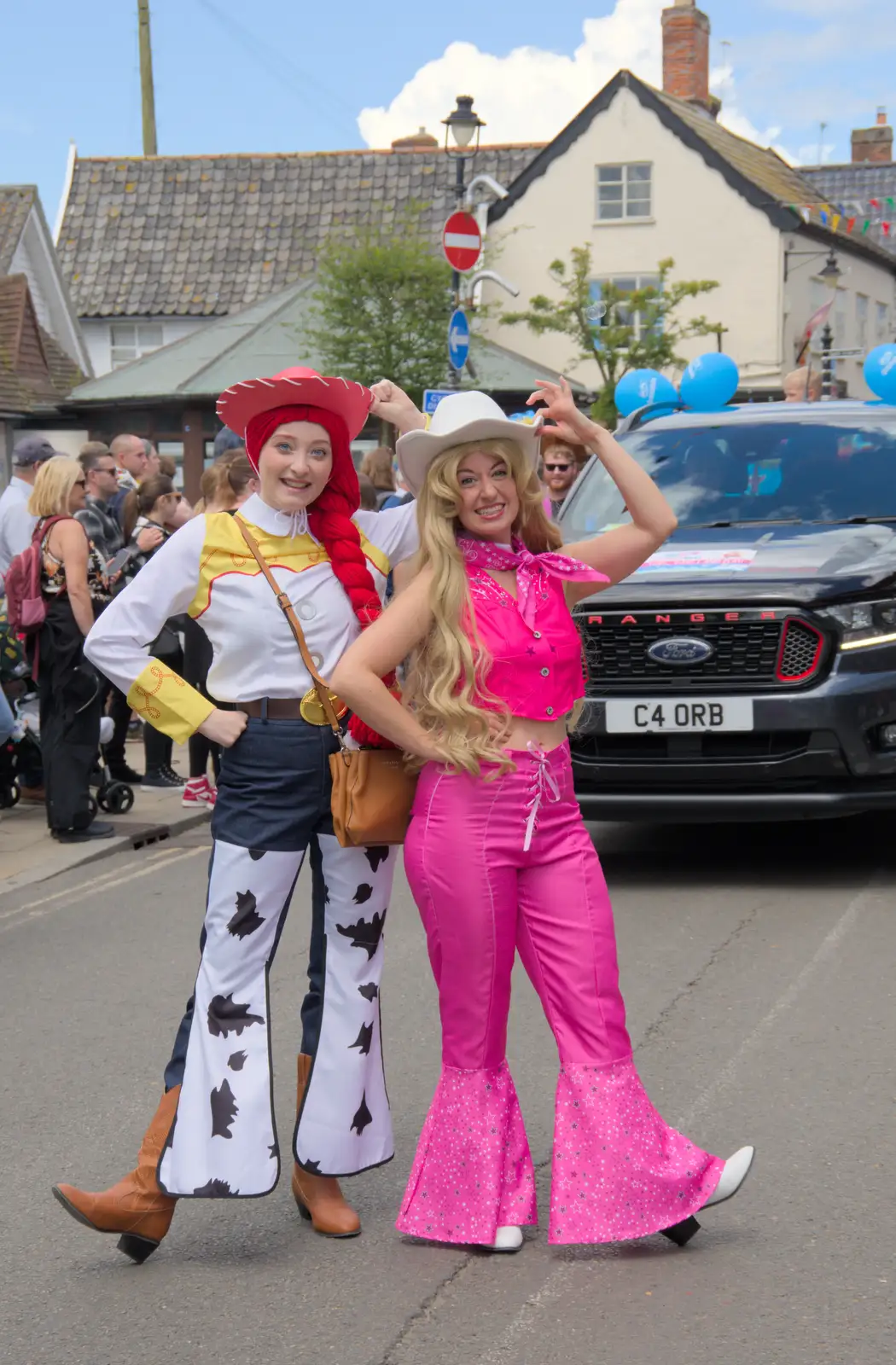 Some sort of Barbie cowgirls, from The Carnival Procession, Diss, Norfolk - 16th June 2024